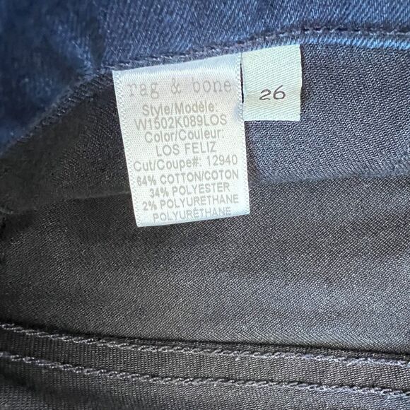 Rag & Bone Jeans Women's Size 26 Skinny Los Feliz Dark Wash Low Rise - Picture 5 of 12